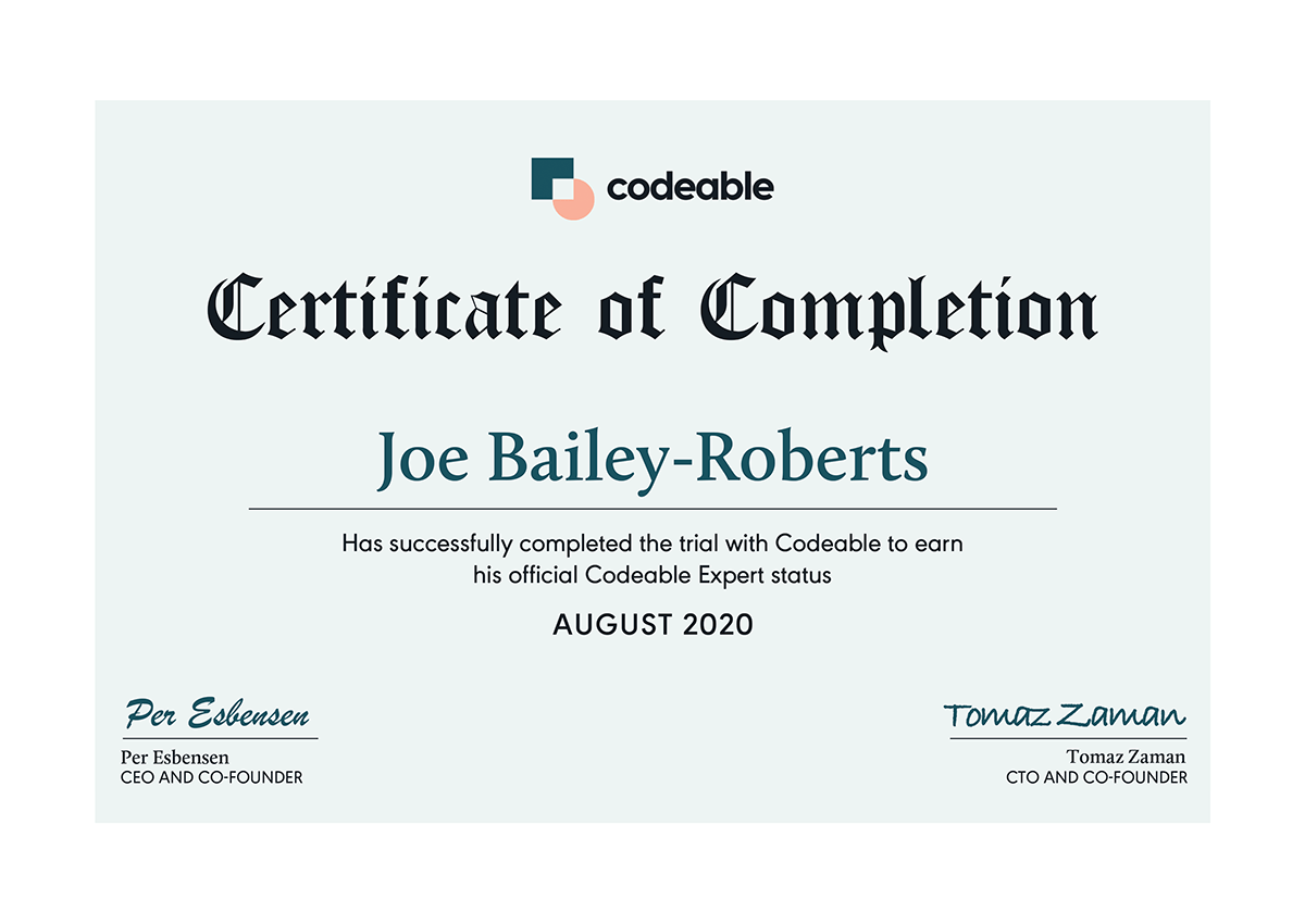 I'm proud to have become an official Codeable expert in August 2020